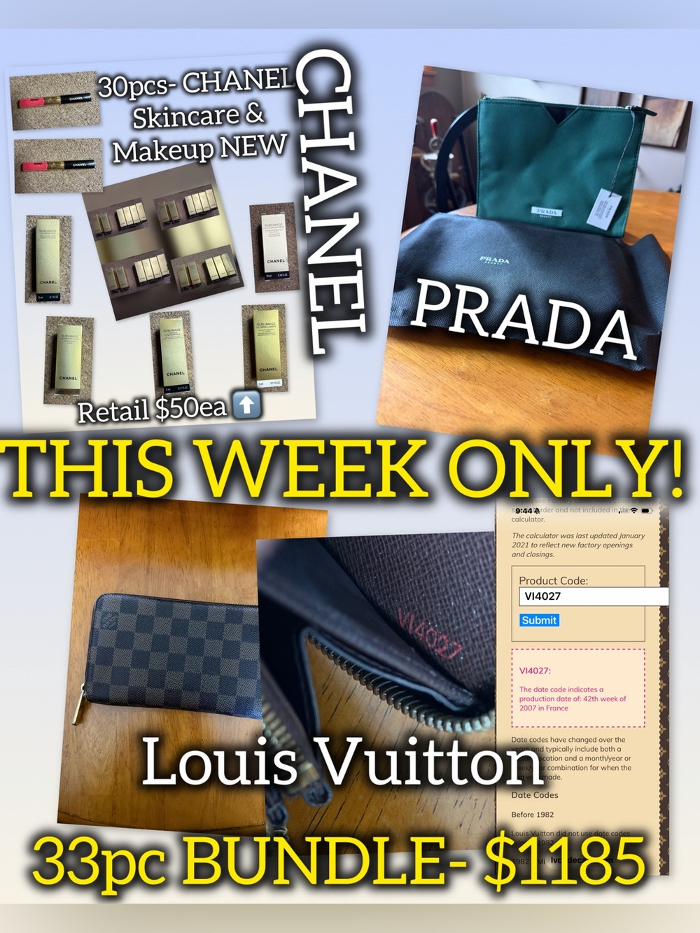 🔥🔥THIS WEEK ONLY‼️33pc LOT- LV, PRADA, CHANEL